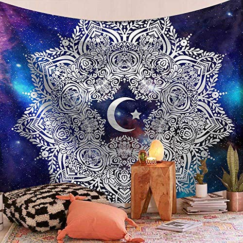 WERT Tapiz de Mandala Indio Chakra Sun Moon Hippie Alfombra de Granja Decoración de Dormitorio A2 200x150cm