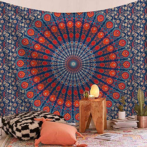 WERT Tapiz de Mandala Indio Chakra Sun Moon Hippie Alfombra de Granja Decoración de Dormitorio A2 200x150cm