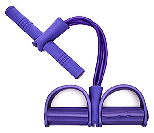 WERTYG Panza Trainer, Pedal Banda de Resistencia, de 4 Tubos de látex Natural Sit-Culturismo Expander, Abdomen/Cintura/Yoga estirando el Brazo Que Adelgaza Formación-púrpura (Color: Rojo)