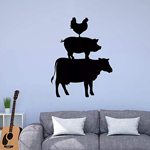 WERWN Vaca Cerdo Pollo Pared Animal Pegatinas Familia jardín de Infantes Sala de Juegos Pintura de Pared decoración