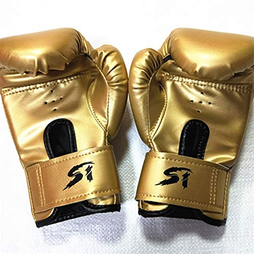 WESDOO Guantes Boxeo Hombre Guantillas Karate Golpe Guantes Sparring Guantes Bolsa de Boxeo Guantes Guantes de Boxeo para Artes Marciales Gold,Adult