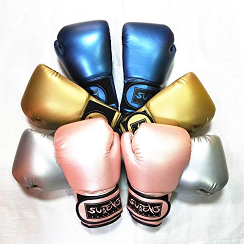 WESDOO Guantes Boxeo Hombre Guantillas Karate Golpe Guantes Sparring Guantes Bolsa de Boxeo Guantes Guantes de Boxeo para Artes Marciales Gold,Adult