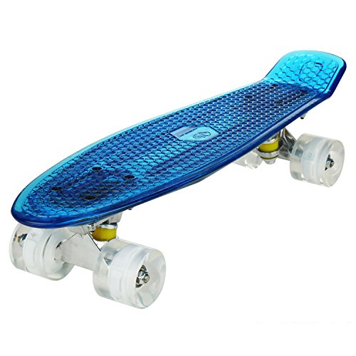 WeSkate Cruiser - Monopatín completo Mini Skateboard de 55 cm, Penny Board con ruedas LED de poliuretano, rodamientos ABEC-7, ideal como regalo para niños, adolescentes y adultos, azul y blanco. WeSkate Cruiser - Monopatín completo Mini Skateboard de 55 cm, Penny Board con ruedas LED de poliuretano, rodamientos ABEC-7, ideal como regalo para niños, adolescentes y adultos, azul y blanco.