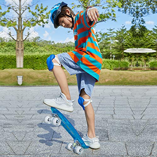 WeSkate Cruiser - Monopatín completo Mini Skateboard de 55 cm, Penny Board con ruedas LED de poliuretano, rodamientos ABEC-7, ideal como regalo para niños, adolescentes y adultos, azul y blanco.