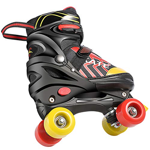 WeSkate Patines 4 Ruedas para Niños de Malla Transpirable Patines en Paralelo para Patinaje Niñas y Niños (Rosa, Negro) WeSkate Patines 4 Ruedas para Niños de Malla Transpirable Patines en Paralelo para Patinaje Niñas y Niños (Rosa, Negro)