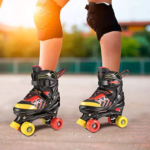 WeSkate Patines 4 Ruedas para Niños de Malla Transpirable Patines en Paralelo para Patinaje Niñas y Niños (Rosa, Negro) WeSkate Patines 4 Ruedas para Niños de Malla Transpirable Patines en Paralelo para Patinaje Niñas y Niños (Rosa, Negro)