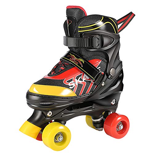 WeSkate Patines 4 Ruedas para Niños de Malla Transpirable Patines en Paralelo para Patinaje Niñas y Niños (Rosa, Negro) WeSkate Patines 4 Ruedas para Niños de Malla Transpirable Patines en Paralelo para Patinaje Niñas y Niños (Rosa, Negro)