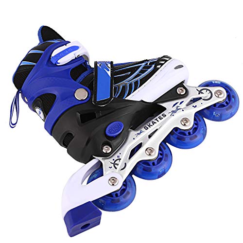 WeSkate Patines en Línea para Niños con Ruedas Luminosas Inline Skates/Rollerblade de Malla Transpirable para Niñas y Niños Tamaño 31-42(Rosa, Azul)