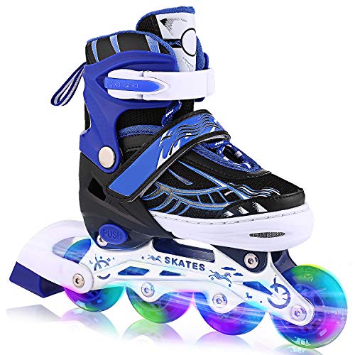 WeSkate Patines en Línea para Niños con Ruedas Luminosas Inline Skates/Rollerblade de Malla Transpirable para Niñas y Niños Tamaño 31-42(Rosa, Azul) WeSkate Patines en Línea para Niños con Ruedas Luminosas Inline Skates/Rollerblade de Malla Transpirable para Niñas y Niños Tamaño 31-42(Rosa, Azul)