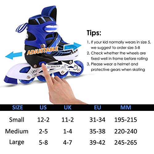 WeSkate Patines en Línea para Niños con Ruedas Luminosas Inline Skates/Rollerblade de Malla Transpirable para Niñas y Niños Tamaño 31-42(Rosa, Azul) WeSkate Patines en Línea para Niños con Ruedas Luminosas Inline Skates/Rollerblade de Malla Transpirable para Niñas y Niños Tamaño 31-42(Rosa, Azul)