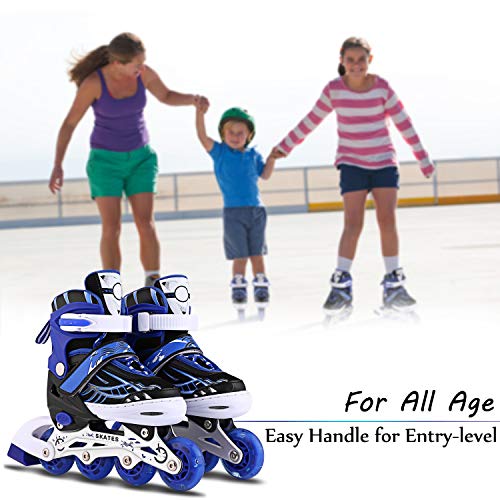 WeSkate Patines en Línea para Niños con Ruedas Luminosas Inline Skates/Rollerblade de Malla Transpirable para Niñas y Niños Tamaño 31-42(Rosa, Azul)