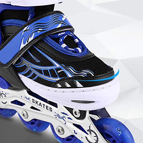 WeSkate Patines en Línea para Niños con Ruedas Luminosas Inline Skates/Rollerblade de Malla Transpirable para Niñas y Niños Tamaño 31-42(Rosa, Azul)