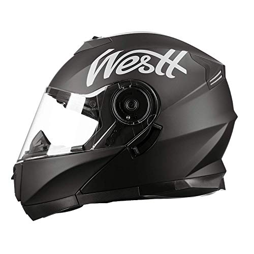 Westt - Casco Moto Modular Integral con Doble Visera Torque X, Para Motocicleta Scooter, Color Negro Mate, Talla XL (61cm)