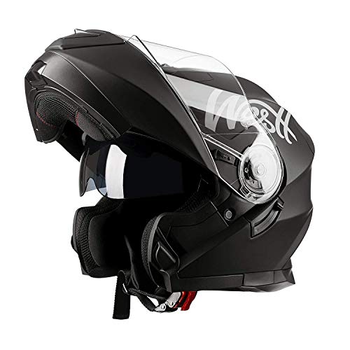Westt - Casco Moto Modular Integral con Doble Visera Torque X, Para Motocicleta Scooter, Color Negro Mate, Talla XL (61cm)