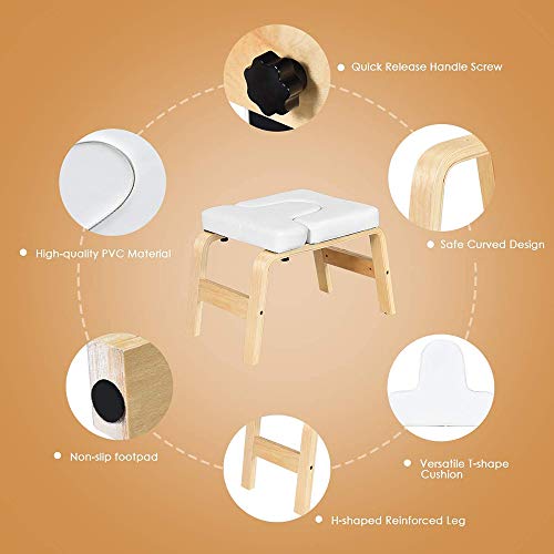 WETERS Yoga Postura sobre La Cabeza del Banco, Soporte De Madera Yoga Inversion Silla De Heces De Ratón con El Pino De PVC Aliviar La Fatiga Y La Forma del Cuerpo De La Familia Gimnasia (Blanco) WETERS Yoga Postura sobre La Cabeza del Banco, Soporte De Madera Yoga Inversion Silla De Heces De Ratón con El Pino De PVC Aliviar La Fatiga Y La Forma del Cuerpo De La Familia Gimnasia (Blanco)