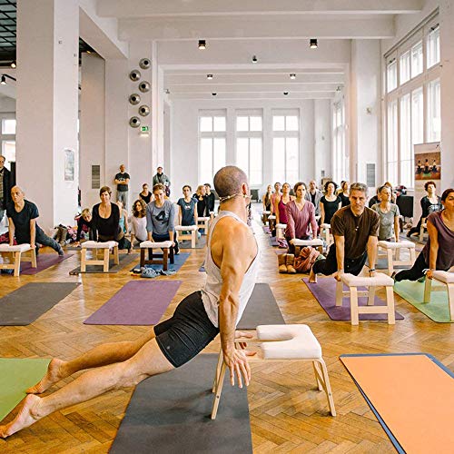 WETERS Yoga Postura sobre La Cabeza del Banco, Soporte De Madera Yoga Inversion Silla De Heces De Ratón con El Pino De PVC Aliviar La Fatiga Y La Forma del Cuerpo De La Familia Gimnasia (Blanco)