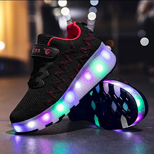 WFSH Unisex Children's Roller Patines LED Luminoso Luminoso Tecnología Telescópica Tecnología Skateboard Zapatos Deportes Multifuncionales Patines al Aire Libre Calzado Deportivo