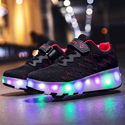 WFSH Unisex Children's Roller Patines LED Luminoso Luminoso Tecnología Telescópica Tecnología Skateboard Zapatos Deportes Multifuncionales Patines al Aire Libre Calzado Deportivo