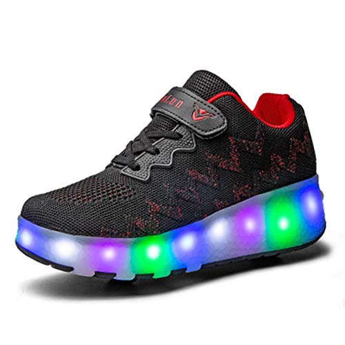WFSH Unisex Children's Roller Patines LED Luminoso Luminoso Tecnología Telescópica Tecnología Skateboard Zapatos Deportes Multifuncionales Patines al Aire Libre Calzado Deportivo