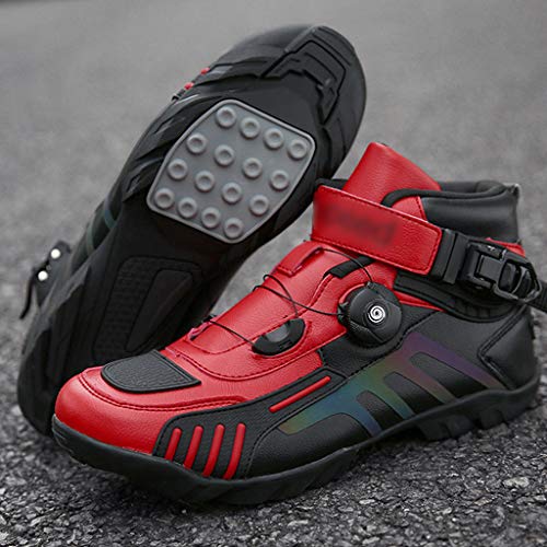 WggWy Zapatos de Ciclismo para Hombres, con Estilo Transpirable cómodo y Resistente al Desgaste Dentro Muy Adecuado para Carreras de Carreteras de Giro al Aire Libre e Interior,Black Red,44