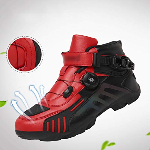 WggWy Zapatos de Ciclismo para Hombres, con Estilo Transpirable cómodo y Resistente al Desgaste Dentro Muy Adecuado para Carreras de Carreteras de Giro al Aire Libre e Interior,Black Red,44