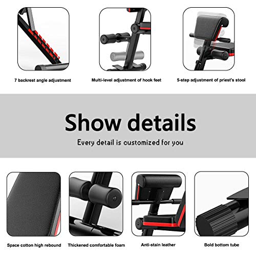 Wghz Banco de Pesas Ajustable, Banco de Abdominales Plegable 4 en 1 Gimnasio de Entrenamiento en casa Banco de Levantamiento de Pesas Entrenamiento de Entrenamiento Ejercicio de piernas, declive Wghz Banco de Pesas Ajustable, Banco de Abdominales Plegable 4 en 1 Gimnasio de Entrenamiento en casa Banco de Levantamiento de Pesas Entrenamiento de Entrenamiento Ejercicio de piernas, declive