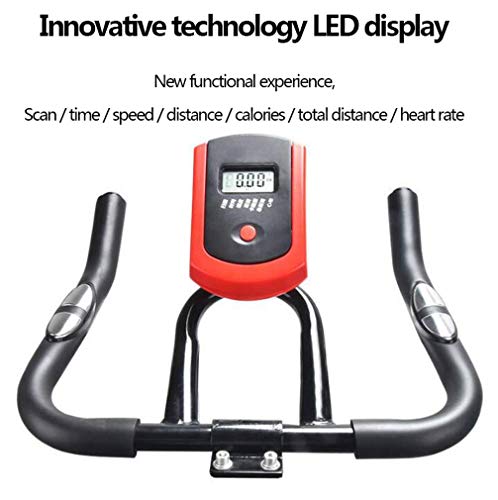 Wghz Bicicleta de Ciclismo para Interiores estacionaria, Bicicleta de Ejercicios Profesional, Pantalla LED, Sensor de frecuencia cardíaca, Banco Ajustable, transmisión por Correa silenciosa