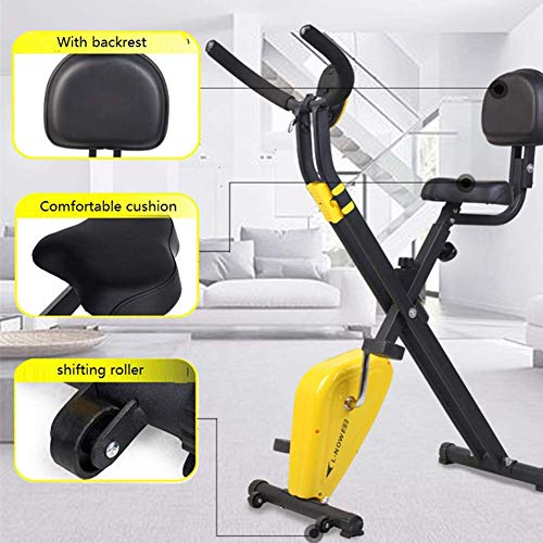 Wghz Bicicleta estática para Entrenamiento en Interiores con Respaldo, Plegable para el hogar, Ciclismo, Mini Pedal, Bicicleta estática, Pantalla LCD, Entrenamiento Cardiovascular para piernas