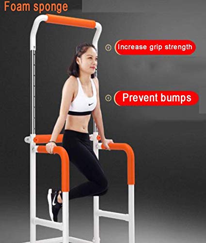 Wghz Power Tower Dip Station Pull Up Bar, Ajuste de Altura 137-207 cm, Carga máxima 120 kg, para Equipos de Entrenamiento de Entrenamiento de Fuerza de Gimnasio en casa, Color Blanco