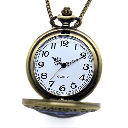 Wghz Reloj de Bolsillo Retro, Reloj de Bolsillo con diseño de Muerte y Regalo para Hombres, Reloj Inteligente de Bronce con Collar de Cadena