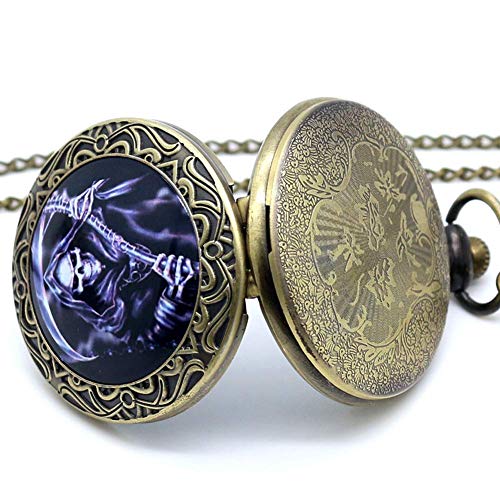 Wghz Reloj de Bolsillo Retro, Reloj de Bolsillo con diseño de Muerte y Regalo para Hombres, Reloj Inteligente de Bronce con Collar de Cadena Wghz Reloj de Bolsillo Retro, Reloj de Bolsillo con diseño de Muerte y Regalo para Hombres, Reloj Inteligente de Bronce con Collar de Cadena