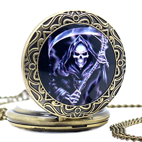 Wghz Reloj de Bolsillo Retro, Reloj de Bolsillo con diseño de Muerte y Regalo para Hombres, Reloj Inteligente de Bronce con Collar de Cadena Wghz Reloj de Bolsillo Retro, Reloj de Bolsillo con diseño de Muerte y Regalo para Hombres, Reloj Inteligente de Bronce con Collar de Cadena