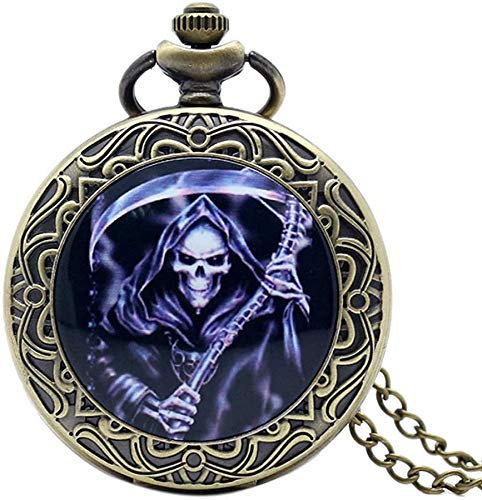 Wghz Reloj de Bolsillo Retro, Reloj de Bolsillo con diseño de Muerte y Regalo para Hombres, Reloj Inteligente de Bronce con Collar de Cadena Wghz Reloj de Bolsillo Retro, Reloj de Bolsillo con diseño de Muerte y Regalo para Hombres, Reloj Inteligente de Bronce con Collar de Cadena