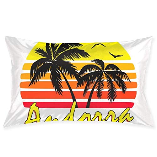 WH-CLA Pillow Cover Andorra Vintage Sun Anime Cremallera Cumpleaños 40X60Cm Coche Hom Throw Funda De Almohada Sofá Funda De Almohada Apartamento Rectángulo Acogedor Año Nuevo Habitación