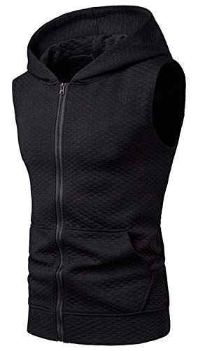 WHATLEES Unisex Hip Hop Urban Bisic Design – Sudadera con capucha sin mangas 02010051xnegro S WHATLEES Unisex Hip Hop Urban Bisic Design – Sudadera con capucha sin mangas 02010051xnegro S