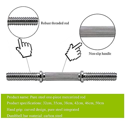 WHCL Manijas de Mancuernas, Barras de Mancuernas de Cromo de Acero Inoxidable 2 unids, Mango de mancuerna roscada para una Placa de Peso estándar de 1 Pulgada Hogar y Gimnasio,50cm