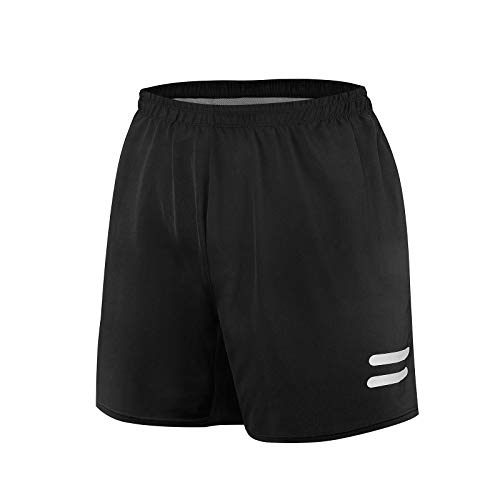 WHCREAT Shorts Deportivos para Hombre, Shorts Casuales de Gimnasio de Entrenamiento de Secado Rápido con Bolsillo con Cremallera, Negro M
