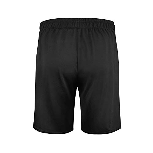 WHCREAT Shorts Deportivos para Hombre, Shorts Casuales de Gimnasio de Entrenamiento de Secado Rápido con Bolsillo con Cremallera, Negro M