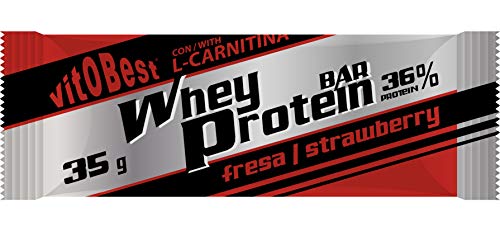 WHEY PROTEIN BAR 35 g FRESA (25 Uds.) - Suplementos Alimentación y Suplementos Deportivos - Vitobest