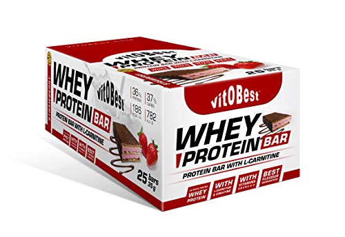 WHEY PROTEIN BAR 35 g FRESA (25 Uds.) - Suplementos Alimentación y Suplementos Deportivos - Vitobest