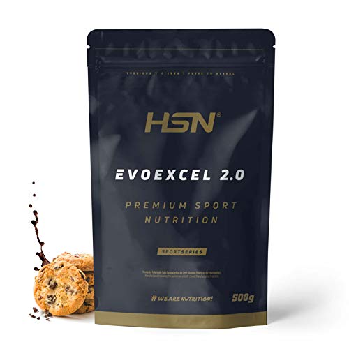 Whey Protein Isolate + Concentrate de HSN Evoexcel 2.0 | Batido de Proteínas con Enzimas Digestivas + Probióticos + Calostro | Vegetariano, Sabor Chocolate Galletas, 500g