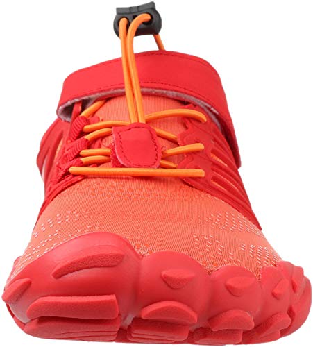WHITIN Zapatilla Minimalista de Barefoot Trail Running para Hombre Mujer Five Fingers Fivefingers Zapato Descalzo Correr Deportivas Fitness Gimnasio Calzado Asfalto Rojo Naranja 40