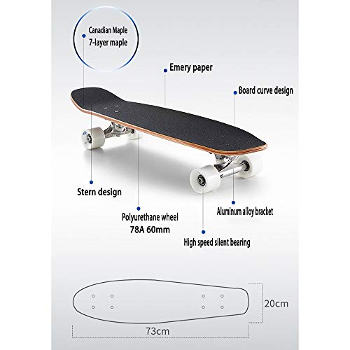 WHOJS Skateboard Completo Tabla De Surf Profesional Cubierta De Arce De 28.7"x7.8 Adecuado for Niños Y Niñas. Patineta Infantil Rodamiento ABEC-13 Capacidad De Carga 150kg. 【Selección de Color y mot