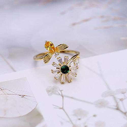 WHX Anillo para Mujeres Totalmente Ajustable en,Sortija giratoria pequeña Abeja giratoria para Todas Las Ocasiones WHX Anillo para Mujeres Totalmente Ajustable en,Sortija giratoria pequeña Abeja giratoria para Todas Las Ocasiones
