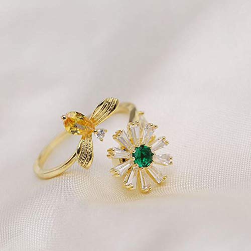 WHX Anillo para Mujeres Totalmente Ajustable en,Sortija giratoria pequeña Abeja giratoria para Todas Las Ocasiones WHX Anillo para Mujeres Totalmente Ajustable en,Sortija giratoria pequeña Abeja giratoria para Todas Las Ocasiones