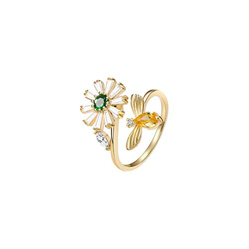 WHX Anillo para Mujeres Totalmente Ajustable en,Sortija giratoria pequeña Abeja giratoria para Todas Las Ocasiones