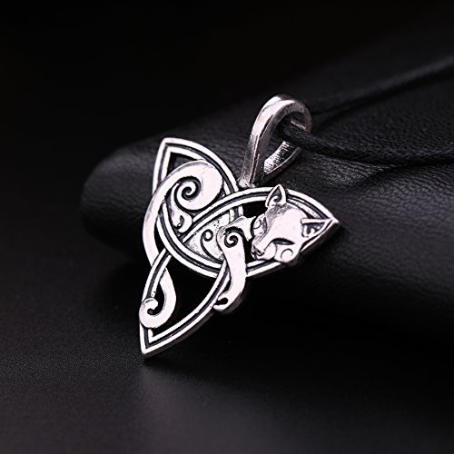 Wicca Wild Irish Knot Animal Fox Head - Collar con colgante de símbolo inteligente para hombres y mujeres