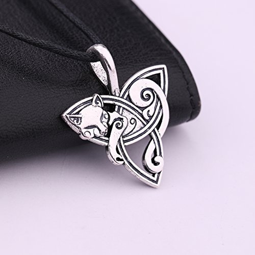 Wicca Wild Irish Knot Animal Fox Head - Collar con colgante de símbolo inteligente para hombres y mujeres