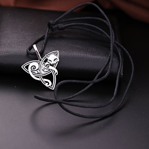 Wicca Wild Irish Knot Animal Fox Head - Collar con colgante de símbolo inteligente para hombres y mujeres