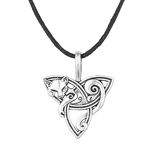 Wicca Wild Irish Knot Animal Fox Head - Collar con colgante de símbolo inteligente para hombres y mujeres